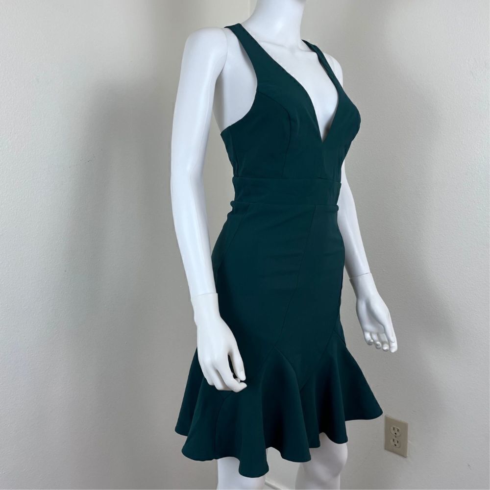 Lulus Sweet Expectation Women Size S Green Ruffle Peplum Bodycon Mini NEW Dress - Picture 13 of 17